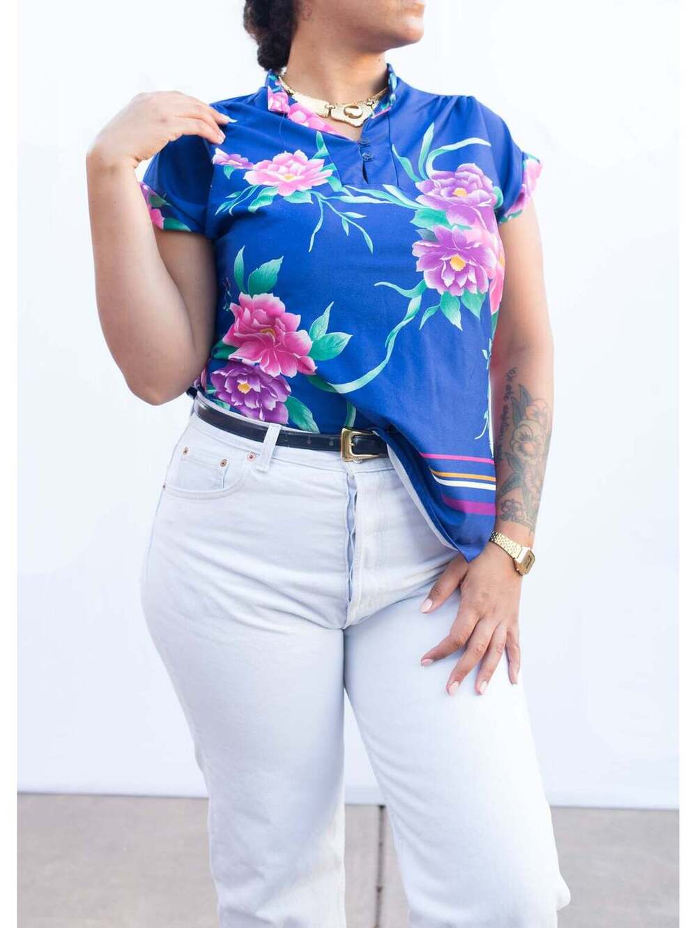 Ms Tops California Blue Floral Top